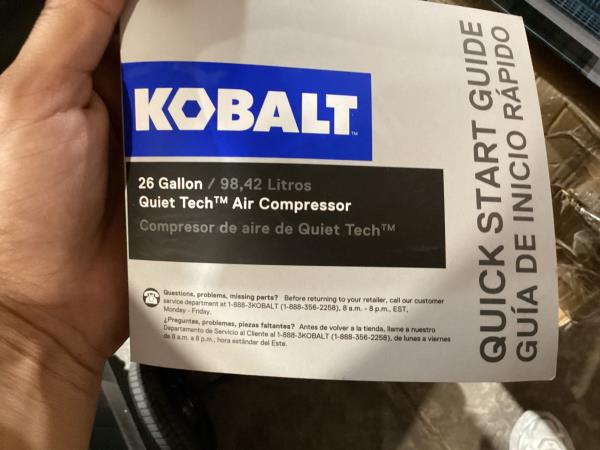 Lot # 1892 Kobalt QUIET TECH 26G Portable Air Compressor $419