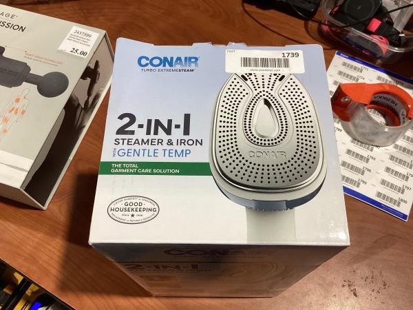 Lot # 1739 Conair 2 in 1 steamer and iron $87