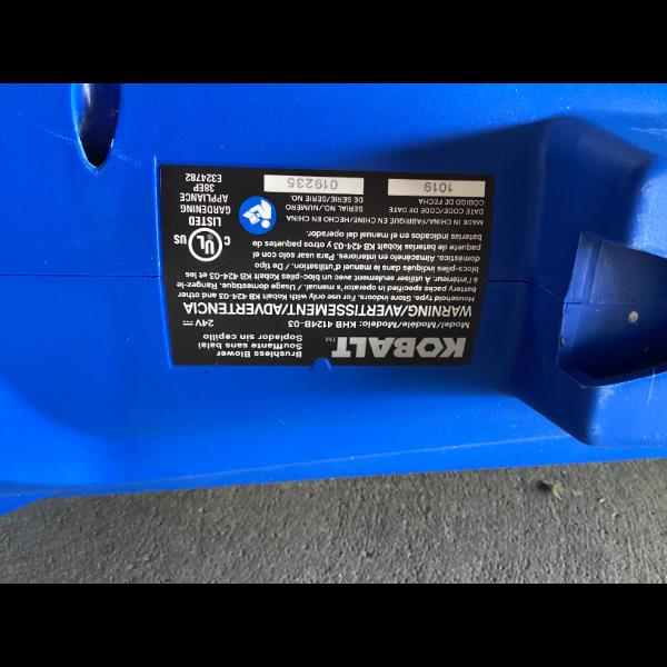 Lot # 1305 KOBALT KNB 424B-03 Leaf Blower $120