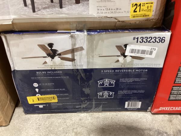 Lot # 273 Harbor Breeze 52in Bronze LED Ceiling Fan $110