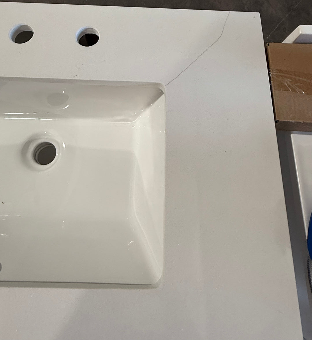 allen roth Rigsby 30-in White Undermount Single Sink Bathroom Vanity with White Engineered Marble Top (damaged)