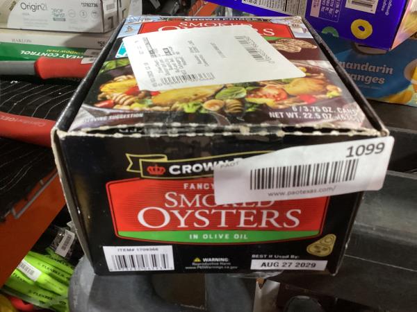 Lot # 1099 Crown Prince Smoked Oysters 6-pk $23.99
