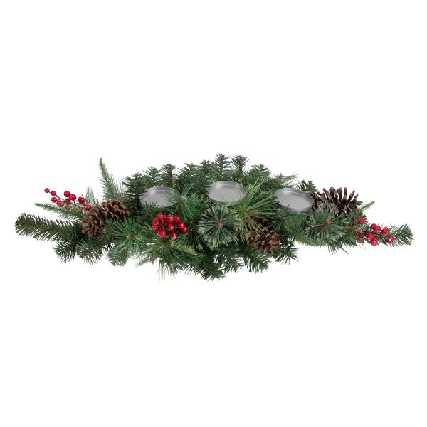 Lot # 1549 32" Decorated Artificial Pine Christmas Candle Holder Centerpiece