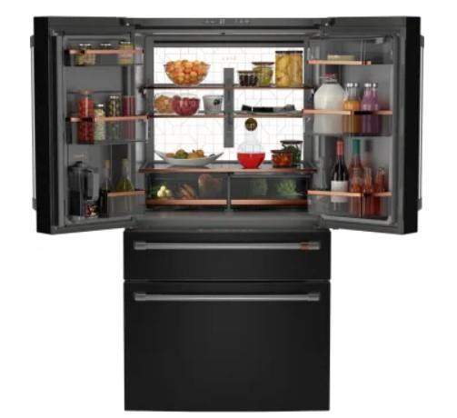 GE Cafe 28.7-cu ft 4-Door Smart French Door Refrigerator with Ice Maker and Water dispenser (Matte Black) ENERGY STAR