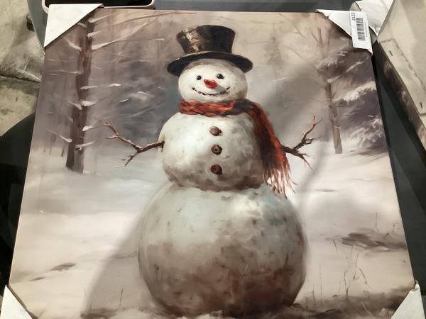 Lot # 2122 18" x 18" Snowman LED Canvas Wall Art