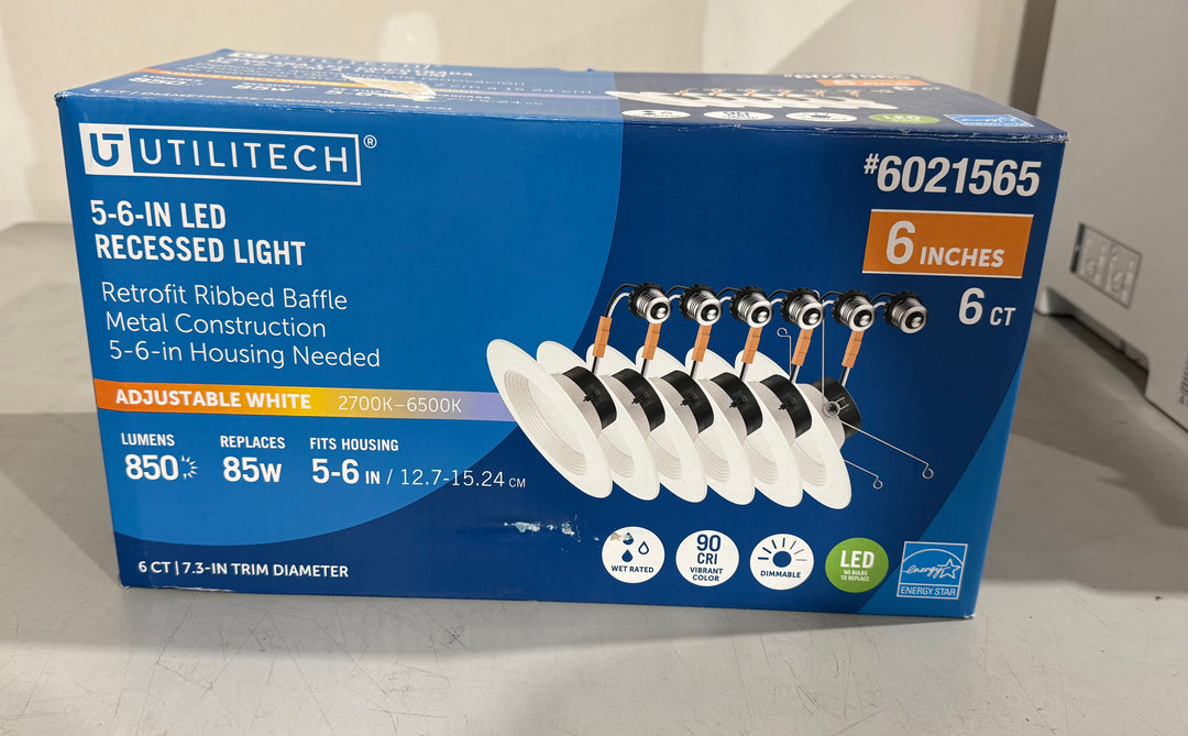 Utilitech Retrofit Kit White 5-6in LED Recessed Lights 6ct (Open Box)