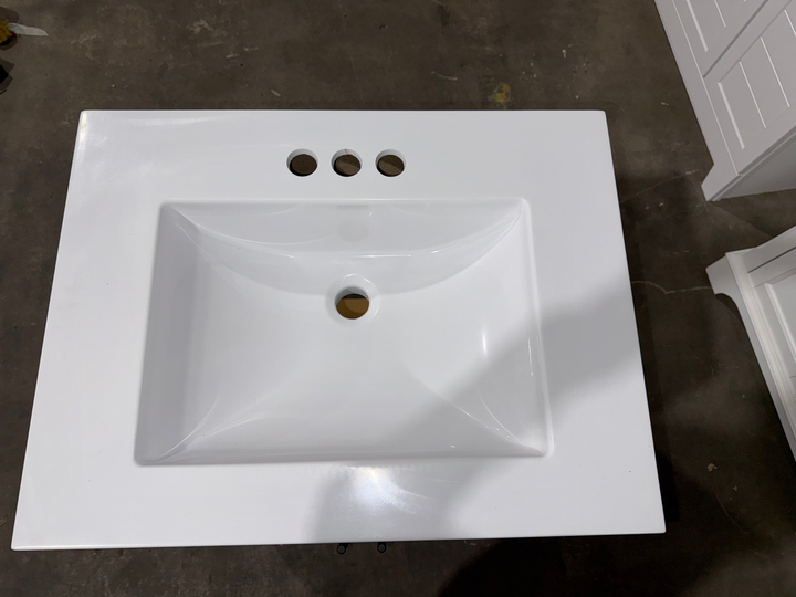 Project Source Tierra 24-in Sandstone Single Sink Bathroom Vanity with White Cultured Marble Top (Damaged)