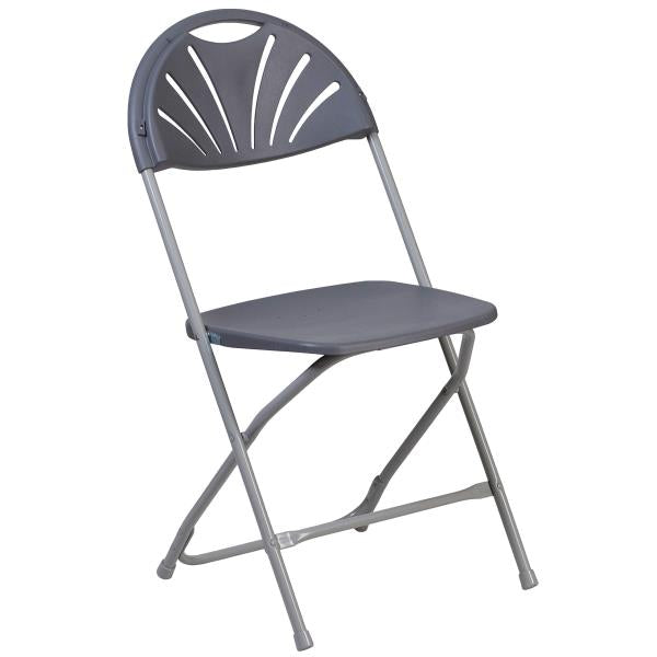 Lot # 2188 Flash Furniture HERCULES Series 650 lb. Capacity Charcoal Plastic Fan Back Folding Chair