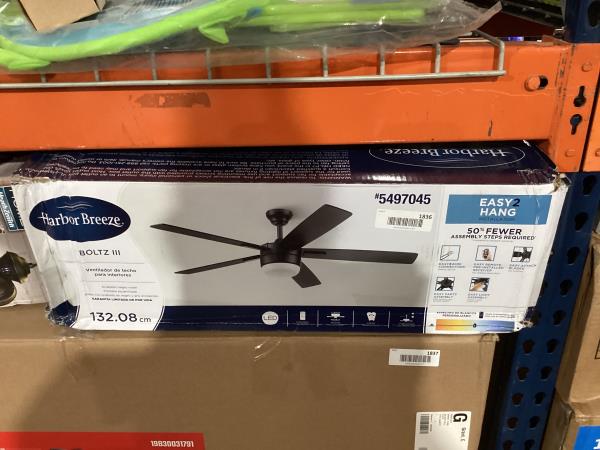 Lot # 1836 Harbor Breeze 52-in Matte Black Ceiling Fan $150