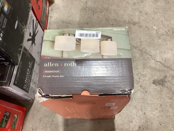 Lot # 117 Allen + Roth 3-light Bathroom Vanity Light $135