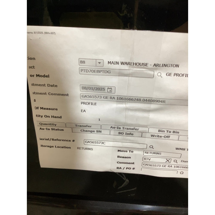 Lot # 2370 GE PTD70EBPTDG Electric Dryer $750