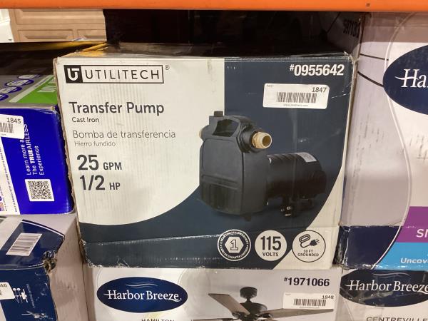Lot # 1847 Utilitech 0.5-HP Iron Electric Utility Pump $80