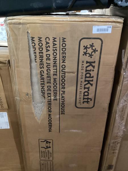 Lot # 1928 KidKraft Modern Outdoor Wooden Playhouse with Picnic Table, Mailbox and Outdoor Grill ,Gift for Ages 3+