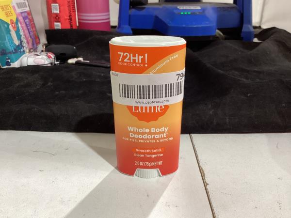 Lot # 794 Lume Whole Body Deodorant - Smooth Solid Stick - 72 Hour Odor Control - Aluminum Free, Baking Soda Free and Skin Safe - 2.6 Ounce (Clean Tangerine)