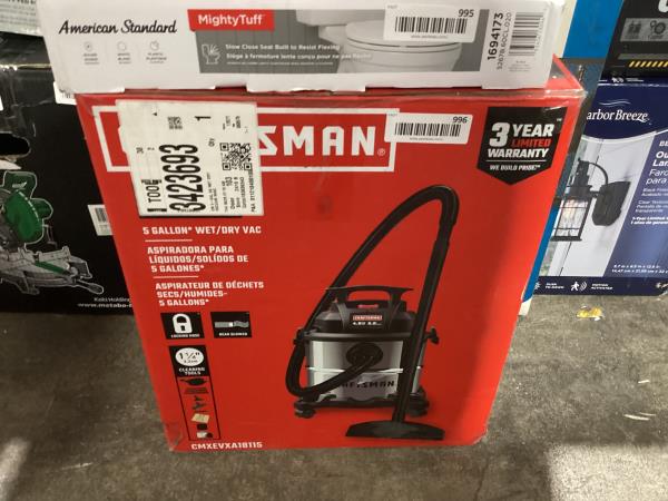 Lot # 996 CRAFTSMAN 5-Gal Corded Wet/Dry Shop Vacuum $60