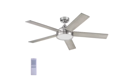 Harbor Breeze Camden 52-in Brushed Nickel with Driftwood/Sienna Blades Integrated LED Indoor Ceiling Fan with Light and Remote (5-Blade) (open box)