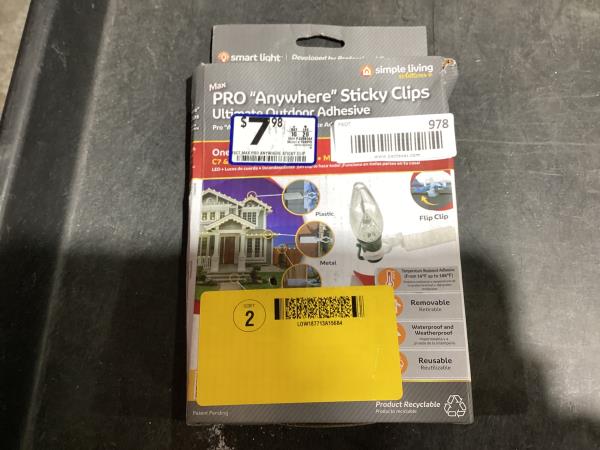 Lot # 978 Simple Living Solutions Max Pro Anywhere Sticky Clip Ultimate Outdoor Adhesive White Light Clip Value Pack (15 Clips)