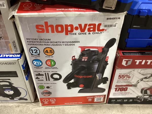 Lot # 103 Shop-Vac 12-Gallon Wet/Dry Shop Vacuum $85