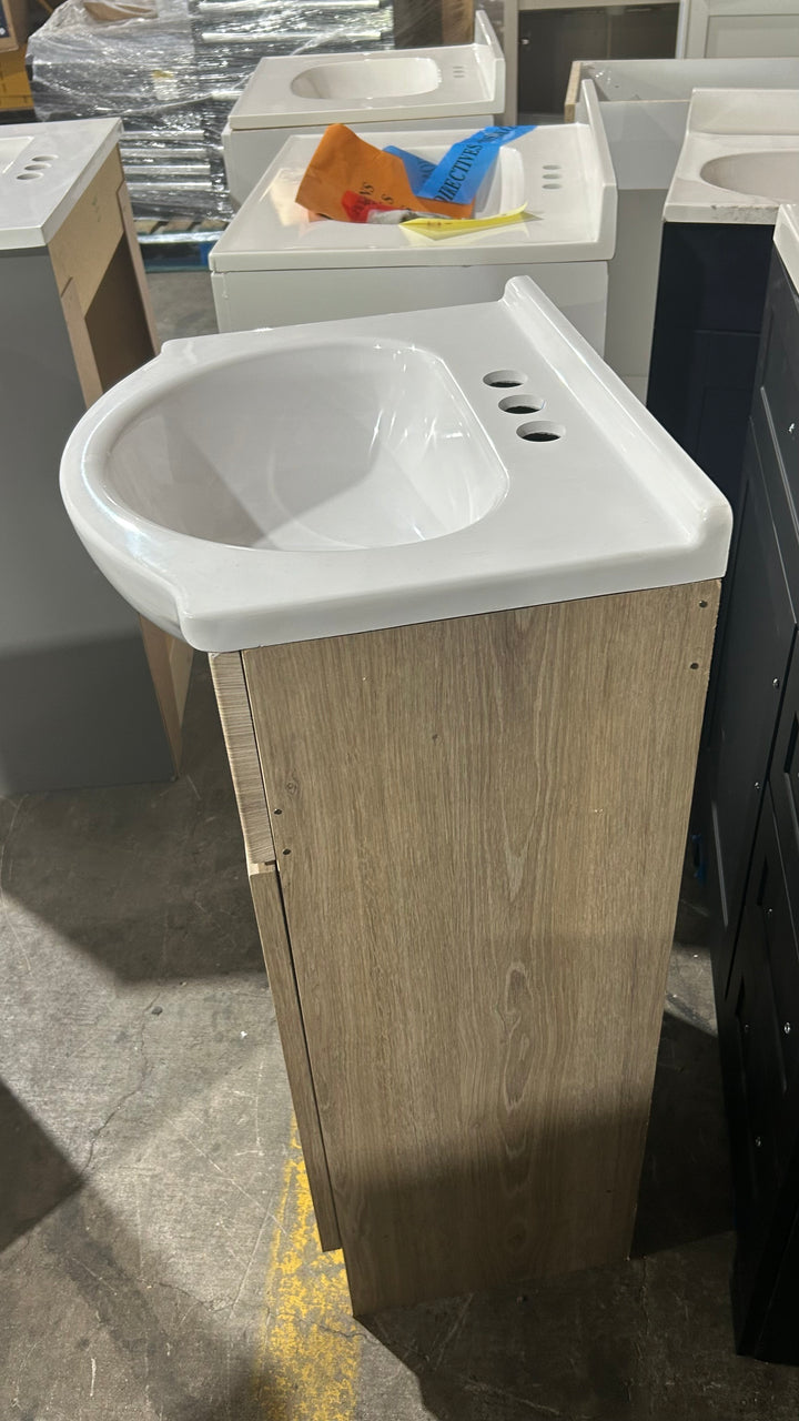 Project Source Euro 18-in Sandstone Single Sink Bathroom Vanity with White Cultured Marble Top (open box)
