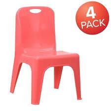 Lot # 2075 Flash Furniture Red Plastic Stackable School Chair with Carrying Handle and 11'' Seat Height