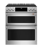 GE Cafe 30-in 5 Burners 4.3-cu ft / 2.4-cu ft Self & Steam Cleaning Air Fry Convection Oven Slide-in Double Induction Range (Stainless Steel)