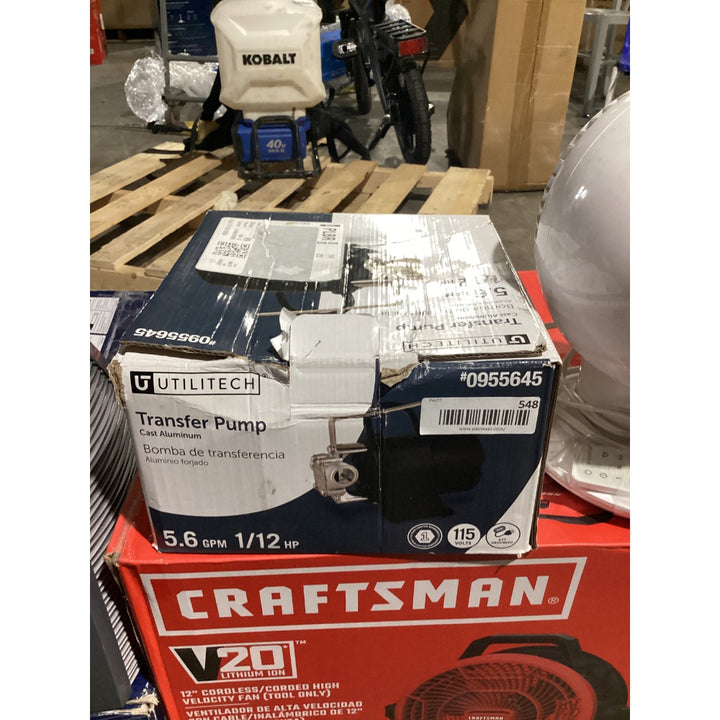 Lot # 548 Utilitech Water Transfer Pump $60