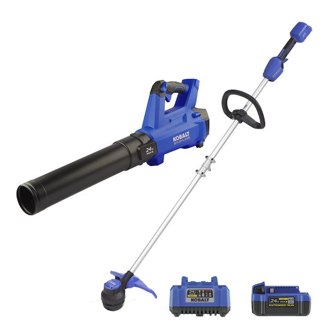 Kobalt 24-volt Cordless Battery String Trimmer and Leaf Blower Combo Kit (Battery & Charger Included) (used)