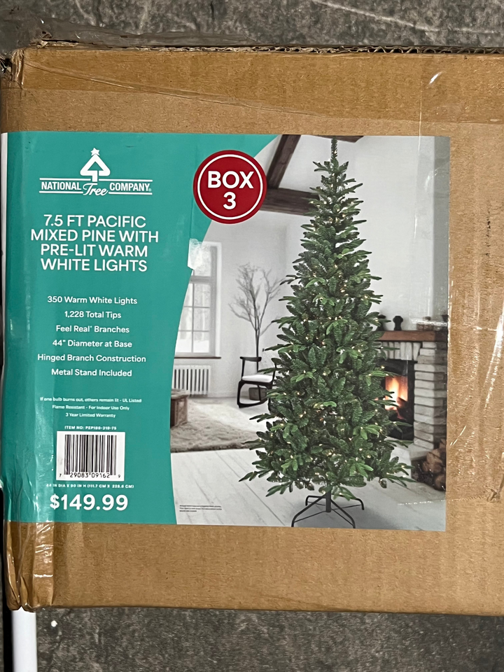 National Tree Company 7.5 ft Pacific Mixed Pine with Pre-lit Warm Lights (Open Box)
