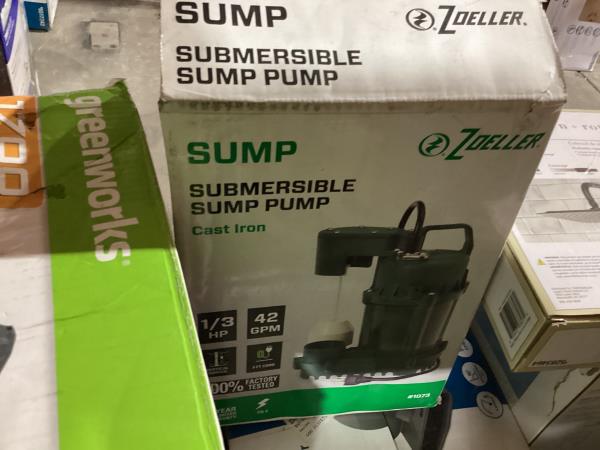Lot # 1167 Zoeller 1/3HP 42GPM Submersible Sump Pump $209