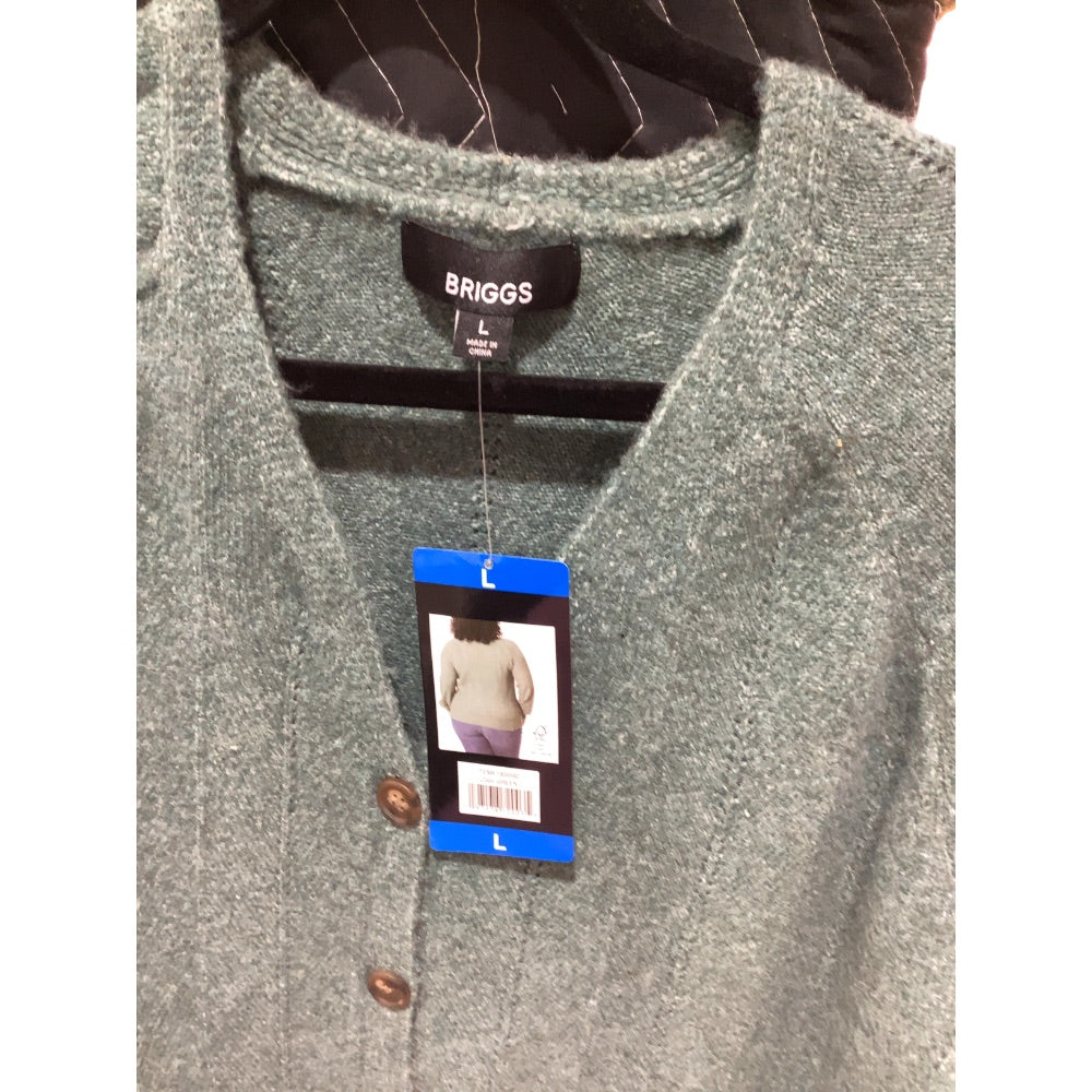 Lot # 996 NEW Briggs Ladies' Cardigan, Green, Large (207)