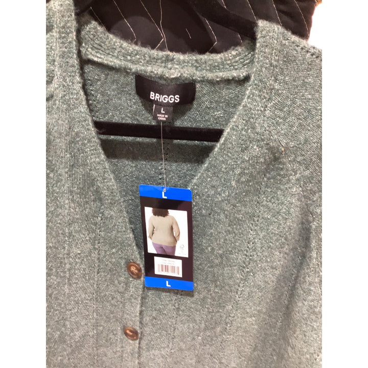 Lot # 996 NEW Briggs Ladies' Cardigan, Green, Large (207)