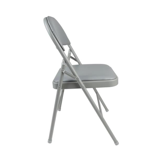 Lot # 2180 Gray Standard Indoor Folding Chair with Padded Seat