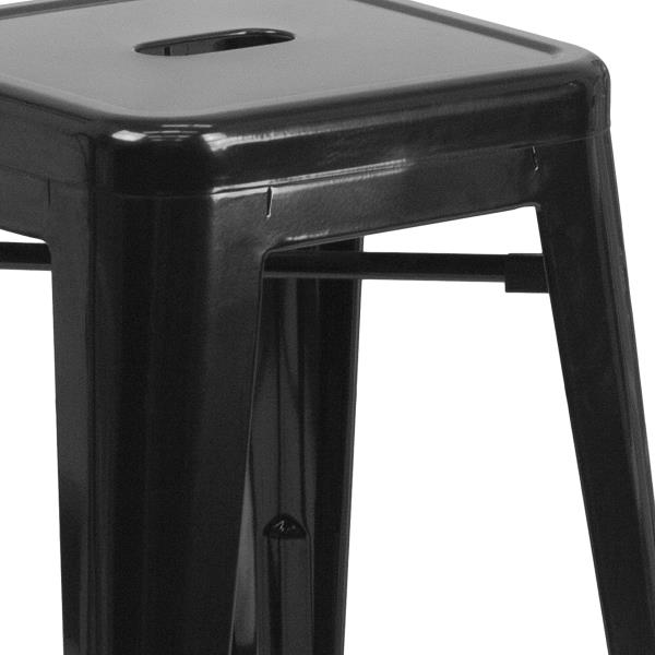Lot # 2269 Flash Furniture Kai Commercial Grade 24" High Backless Black Metal Indoor-Outdoor Counter Height Stool with Square Seat