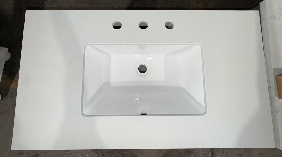 allen + roth Rigsby 36-in White Undermount Single Sink Bathroom Vanity with White Engineered Marble Top