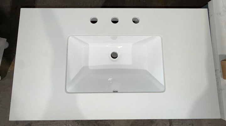 allen + roth Rigsby 36-in White Undermount Single Sink Bathroom Vanity with White Engineered Marble Top