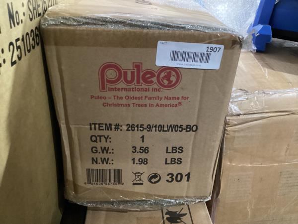 Lot # 1907 Puleo International 9 ft x 10 in Pre-lit Glitter-Accented Garland, 70 Tips, 50 B/O Warm White LED Lights, On/Off Timer Function