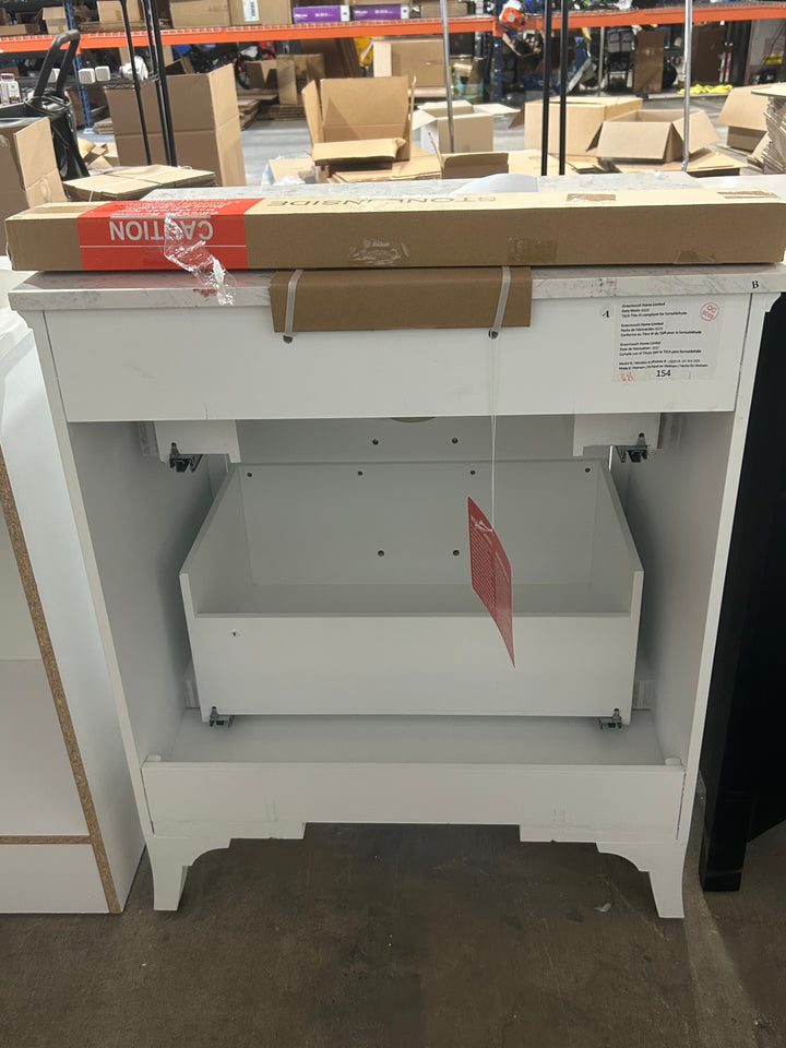 allen + roth Helena 30-in White Undermount Single Sink Bathroom Vanity with Carrara Engineered Marble Top (open box)