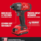 CRAFTSMAN 20V MAX Impact Driver Kit $80