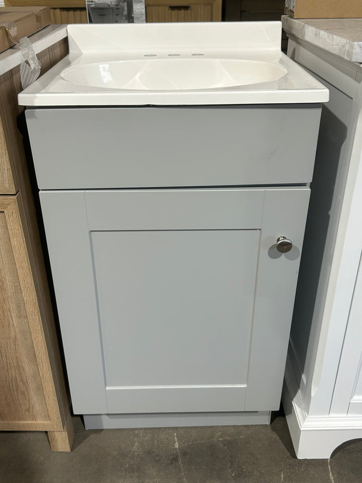 Project Source Dover 18-in Light Gray Single Sink Bathroom Vanity with White Cultured Marble Top (Open Box)