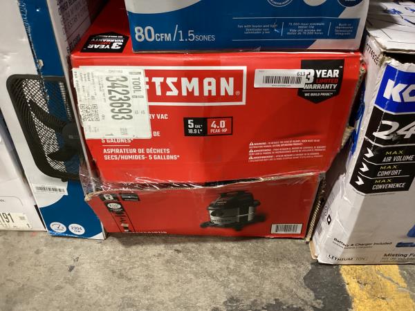 Lot # 613 CRAFTSMAN 5-Gal Corded Wet/Dry Shop Vacuum $60