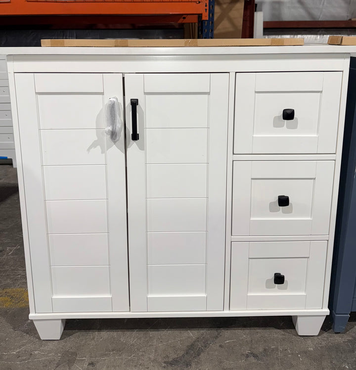allen + roth Rigsby 36-in White Undermount Single Sink Bathroom Vanity with White Engineered Marble Top