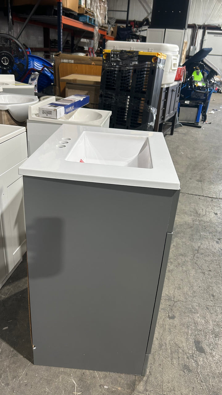 Style Selections Esterbrook 24-in Dark Gray Single Sink Bathroom Vanity with White Cultured Marble Top (Open Box)