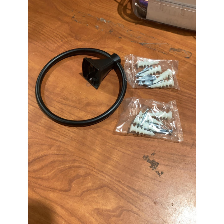 Lot # 1185 Matte Black Bathroom Towel Ring - $18