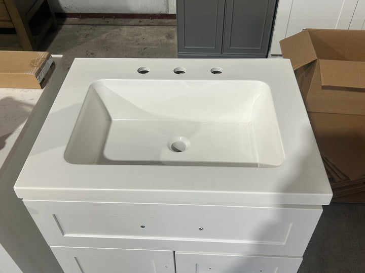 Style Selections Cauley 24-in True White Single Sink Bathroom Vanity with White Cultured Marble Top (open box)