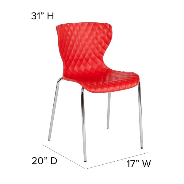 Lot # 2098 Flash Furniture Lowell Contemporary Design Red Plastic Stack Chair