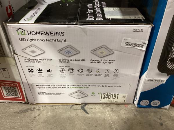 Lot # 608 Home NetWerks 110 CFM Square LED BT Bath Fan $307