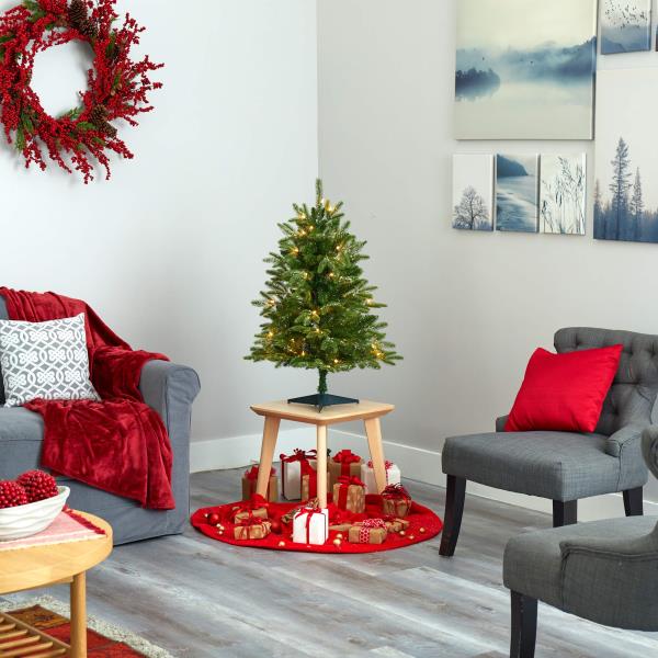 Lot # 1625 Nearly Natural 3ft. Snowed Grand Teton Fir Artificial Christmas Tree with 50 Clear Lights and 111 Bendable Branches