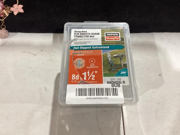 Lot # 808 Simpson Strong-Tie N8DHDG-R - 1-1/2" x .131" Smooth Shank HDG Connector Nail 1lb