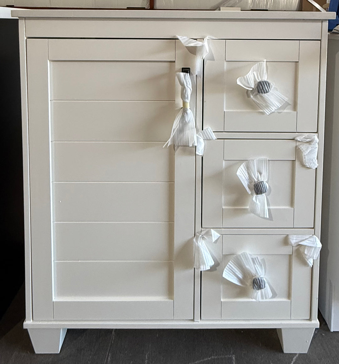 allen roth Rigsby 30-in White Undermount Single Sink Bathroom Vanity with White Engineered Marble Top (damaged)