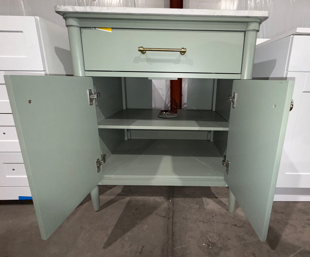 allen + roth Rian 30-in Sea green Undermount Single Sink Bathroom Vanity with White Engineered Stone Top (Open Box)
